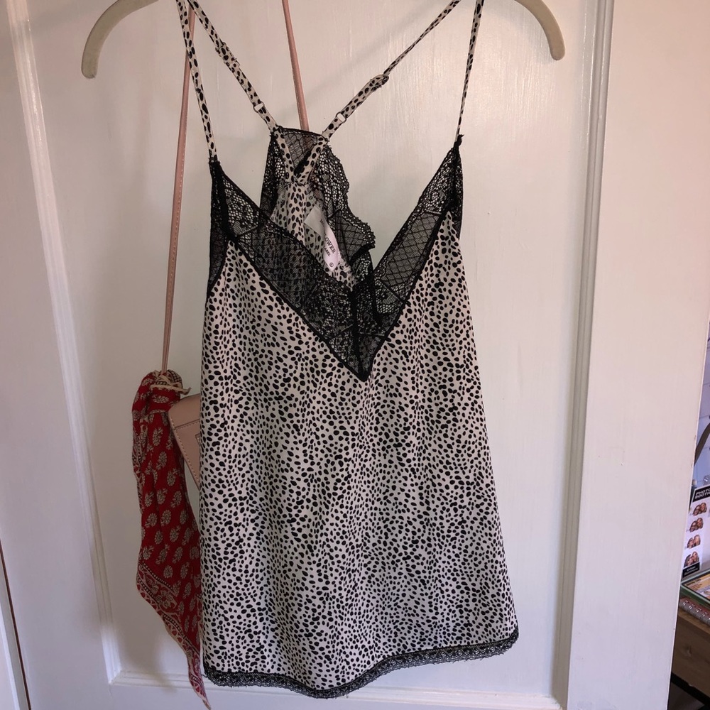 moonflower boutique black and white animal print lacey tank